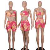 Casusl Print Long Sleeve Three Piece Shorts Set YD-8757