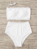 Solid Color Wrap Chest Two Piece Swimsuit CASF-6610