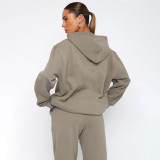Solid Color Hooded Sweatshirts Two Piece Pants Set SSNF-211337