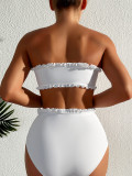 Solid Color Wrap Chest Two Piece Swimsuit CASF-6610