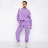 Solid Color Hooded Sweatshirts Two Piece Pants Set SSNF-211337