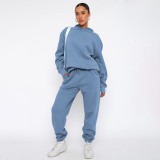 Solid Color Hooded Sweatshirts Two Piece Pants Set SSNF-211337
