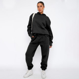 Solid Color Hooded Sweatshirts Two Piece Pants Set SSNF-211337