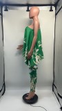 Print Slash Shoulder Ruffles Jumpsuit GDNY-D2219