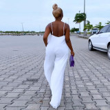Plus Size Solid Color Sling Wide Leg Jumpsuit NY-10573