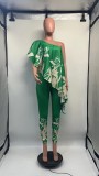 Print Slash Shoulder Ruffles Jumpsuit GDNY-D2219