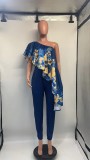 Print Slash Shoulder Ruffles Jumpsuit GDNY-D2219
