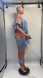 Print Slash Shoulder Ruffles Jumpsuit GDNY-D2219