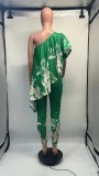 Print Slash Shoulder Ruffles Jumpsuit GDNY-D2219