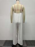 Plus Size Solid Color Sling Wide Leg Jumpsuit NY-10573