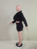 Sexy Double Sided Velvet Solid Color Three Piece Skirts Set BS-1353