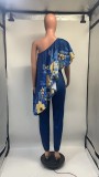 Print Slash Shoulder Ruffles Jumpsuit GDNY-D2219