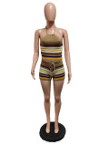 Print Backless Halter Tight Knit Two Piece Set QXTF-8157