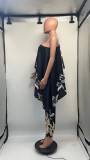 Print Slash Shoulder Ruffles Jumpsuit GDNY-D2219