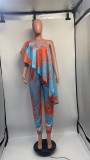 Print Slash Shoulder Ruffles Jumpsuit GDNY-D2219