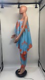Print Slash Shoulder Ruffles Jumpsuit GDNY-D2219