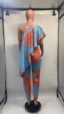 Print Slash Shoulder Ruffles Jumpsuit GDNY-D2219