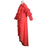 Casual Ruffle Sleeve Shirt Dress Sunscreen Clothing YS-S863
