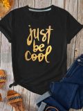 Plus Size Letter Print O Neck T Shirt SXF-30701