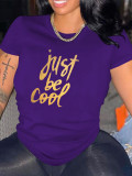 Plus Size Letter Print O Neck T Shirt SXF-30701