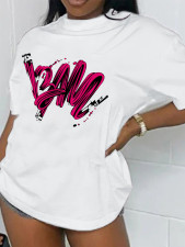 Plus Size Casual Short Sleeve Print T Shirt SXF-30701-1