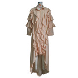 Casual Ruffle Sleeve Shirt Dress Sunscreen Clothing YS-S863