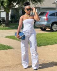 Plus Size Solid Color Tube Tops Slim Jumpsuit MK-C3183