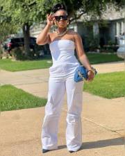 Plus Size Solid Color Tube Tops Slim Jumpsuit MK-C3183