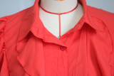 Casual Ruffle Sleeve Shirt Dress Sunscreen Clothing YS-S863