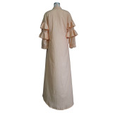 Casual Ruffle Sleeve Shirt Dress Sunscreen Clothing YS-S863