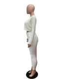 Solid Knit Sweater Slim Cardigan Three Piece Set QXTF-8207
