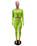 Solid Knit Sweater Slim Cardigan Three Piece Set QXTF-8207