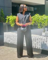 Plus Size Loose Sleeveless Top Pants Two Piece Set MK-3182