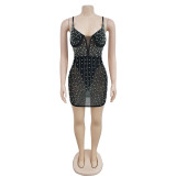 Sexy Hot Drill Sleeveless Sling Mini Dress BY-6602