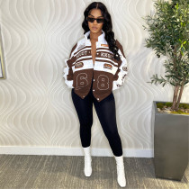 Letter Print RemovableI Jacket Coat V-W8427
