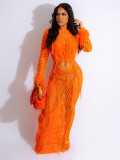 Hollow Out Fringe Handmade Knitted Beach Maxi Dress ZSD-Z0288