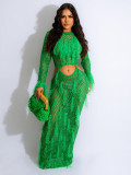 Hollow Out Fringe Handmade Knitted Beach Maxi Dress ZSD-Z0288