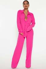 Solid Color Long Sleeve Loose Two Piece Pants Set YD-8765