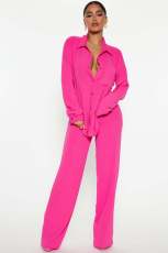 Solid Color Long Sleeve Loose Two Piece Pants Set YD-8765