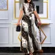 Short Sleeve Print Press Pleated Maxi Dress(With Waist Belt) GDNY-D2237