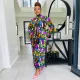 Print Long Sleeve Pleated Maxi Dress YF-10580