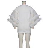 Mesh Patchwork Sleeve Loose Solid T Shirt ZSD-0615