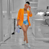 Plus Size Solid Color Cardigan Long Sleeve Blazer NY-K2800