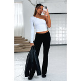 Casual Solid Color Slim Flare Pants ASL-6686