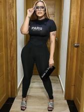Letter Print Short Sleeve Pants Two Piece Set GDNY-1066