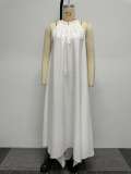 Plus Size Solid Color Lace Halter Irregular Dress NY-10557