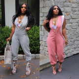 Plus Size Contrast Color Sleeveless Slim Jumpsuit NY-10559