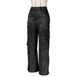 Solid Color Multi-Pocket Casual Pants ZSD-0617