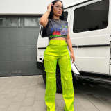 Solid Color Multi-Pocket Casual Pants ZSD-0617