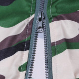Camouflage Printed Zipper Split Half Body Skirt HNIF-TK009